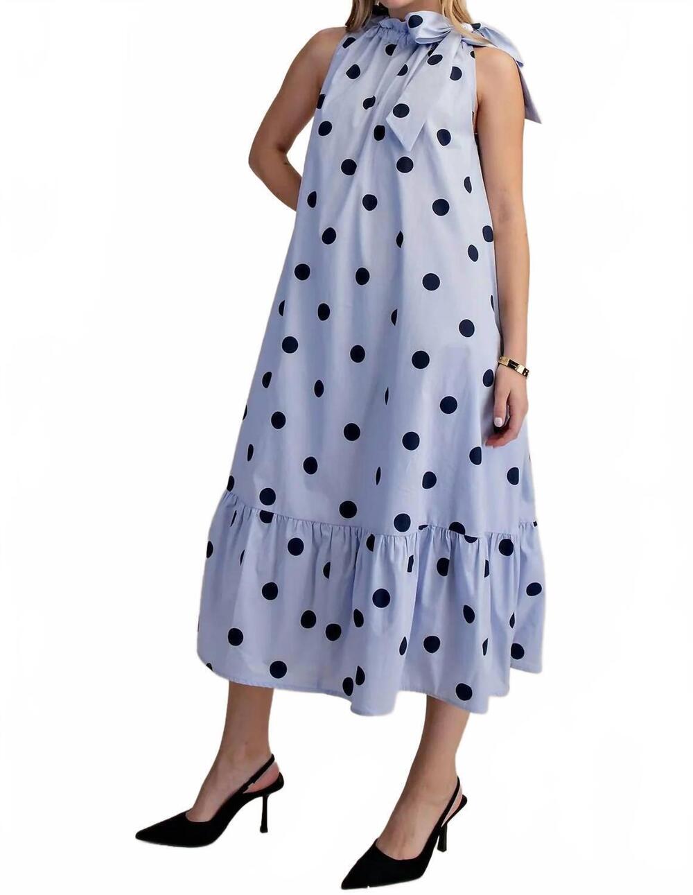 NEW GLAM jennie polka dot dress in blue